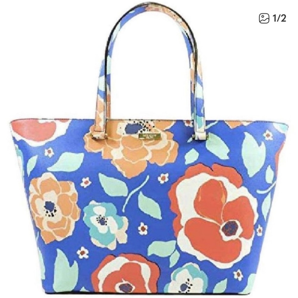 kate spade Jules Newbury Lane Cherry Floral Printed Vinyl Tote **NEW WITH TAGS** - Picture 2 of 12
